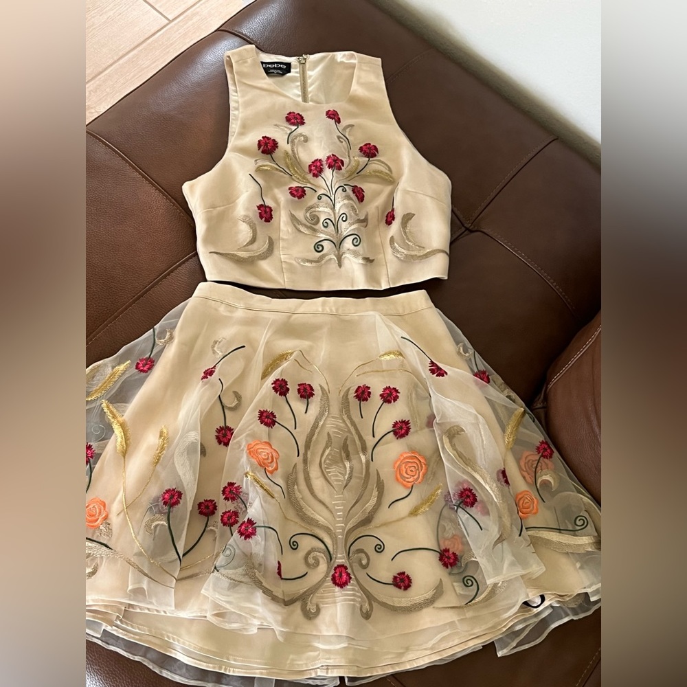 Bebe embroidered two piece dress